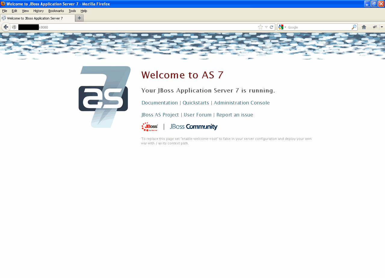 JBoss 7.1.1 Welcome Page